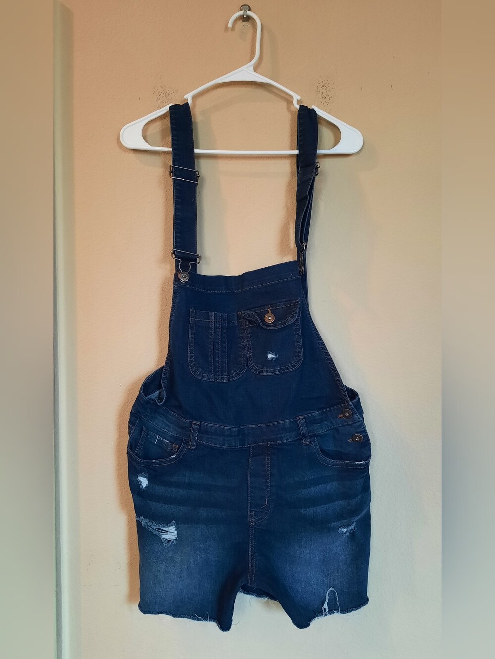Wax Jean Dark Blue Denim Short Overalls